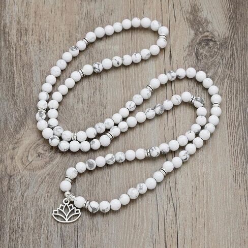 6mm Japa Mala Necklace 108 Mala Beads Bracelet Handcrafted with Lotus Charm for Men or Women in Saudi Arabia