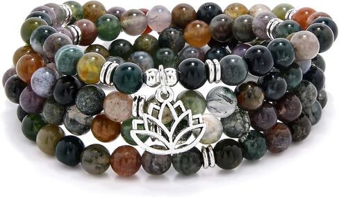 6mm Japa Mala Necklace 108 Mala Beads Bracelet Handcrafted with Lotus Charm for Men or Women in Saudi Arabia