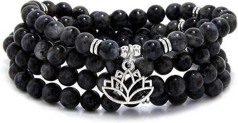 6mm Japa Mala Necklace 108 Mala Beads Bracelet Handcrafted with Lotus Charm for Men or Women in Saudi Arabia