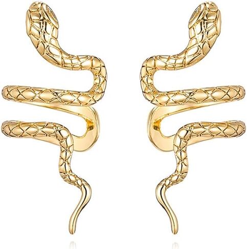 Reffeer Solid 925 Sterling Silver Snake Cuff Earrings Wraps for Women Teens Snake Crawler Cuff Earrings No Piercing in Kuwait