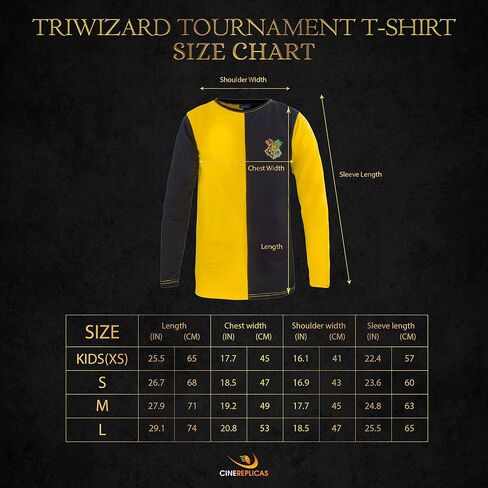 Cinereplicas - Triwizard T-Shirt Harry Potter - Gryffindor/Slytherin/Ravenclaw/Hufflepuff - XS/S/M/L/XL - Official License in Kuwait
