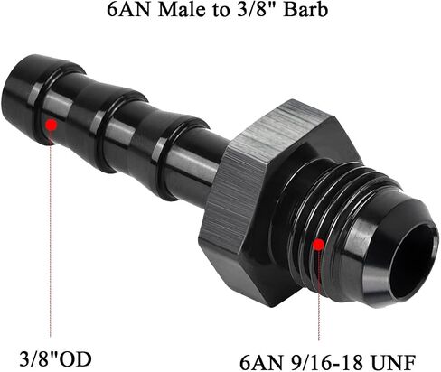 2 Packs 6AN Male Flare to 1/4" NPSM Transmission Cooler Adapter Fitting, 6an Transmission Fitting Fits 200-4R, 700R4, TH350, TH400, 4L60E, TR6060, AOD 4R100, 4R70W, C5 Aluminum Black in Kuwait