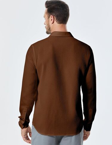 JMIERR Mens Shirt Waffle Button Down Shirts Long Sleeve Casual Work Dress Shirt in Saudi Arabia