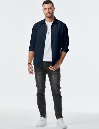 JMIERR Mens Shirt Waffle Button Down Shirts Long Sleeve Casual Work Dress Shirt in Saudi Arabia