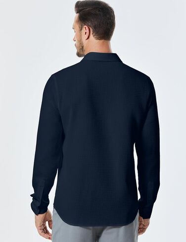JMIERR Mens Shirt Waffle Button Down Shirts Long Sleeve Casual Work Dress Shirt in Saudi Arabia