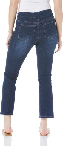 SLIM-SATION Women's Petite Pull on Pintuck Flare Leg Jean with Real Front and Back Pockets in Saudi Arabia