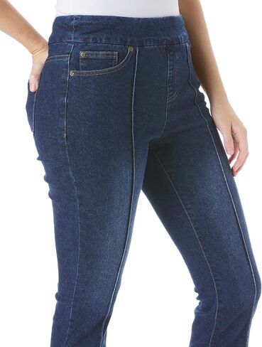 SLIM-SATION Women's Petite Pull on Pintuck Flare Leg Jean with Real Front and Back Pockets in Saudi Arabia
