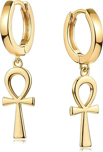 VALLOEY ROVER Gold Earrings for Women 14k Gold Plated Simple Hoops Dangle Earrings Dainty Charm Hypoallergenic Ear Jewelry for Women in Saudi Arabia