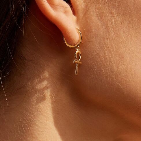 VALLOEY ROVER Gold Earrings for Women 14k Gold Plated Simple Hoops Dangle Earrings Dainty Charm Hypoallergenic Ear Jewelry for Women in Saudi Arabia