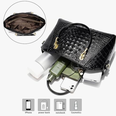 Women Crocodile Pattern Handbag Crossbody Bags for Women Leather Tote Bag Large Capacity Shoulder Bag in Saudi Arabia