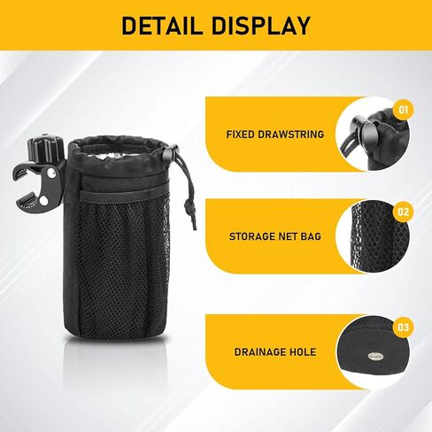 UGSHY قطعة واحدة من حامل أكواب السيارة، مقبض بمشبك التمساح 600D من قماش أكسفورد معزول وحقيبة زجاجات مياه مبطنة، ملحق مريح متعدد الوظائف، مناسب للسيارات والدراجات النارية والدراجات والقوارب (أسود) in Kuwait