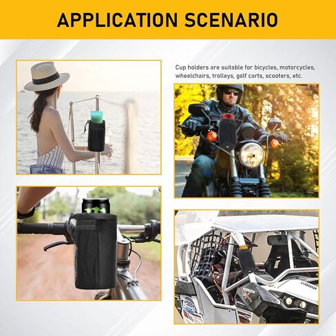 UGSHY قطعة واحدة من حامل أكواب السيارة، مقبض بمشبك التمساح 600D من قماش أكسفورد معزول وحقيبة زجاجات مياه مبطنة، ملحق مريح متعدد الوظائف، مناسب للسيارات والدراجات النارية والدراجات والقوارب (أسود) in Kuwait