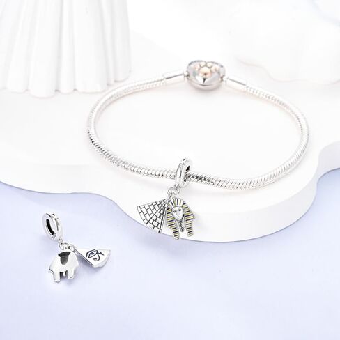 Hamsa Hand Evil Eye Sterling Silver Charms for Charm Bracelet for Women 5A Cubic Zirconia Dangle Pendant Bracelet Skull Bead in Saudi Arabia