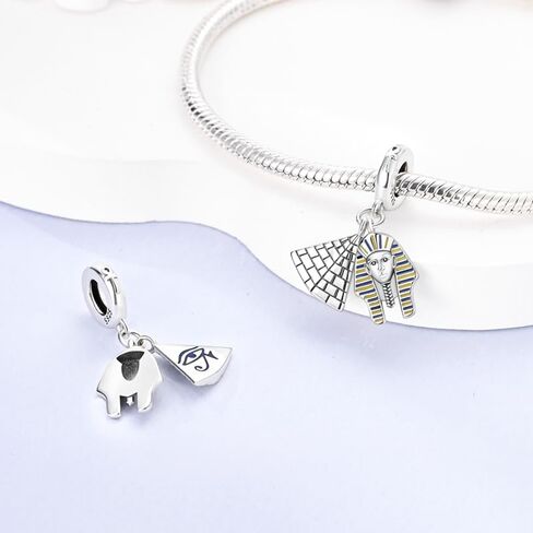 Hamsa Hand Evil Eye Sterling Silver Charms for Charm Bracelet for Women 5A Cubic Zirconia Dangle Pendant Bracelet Skull Bead in Saudi Arabia