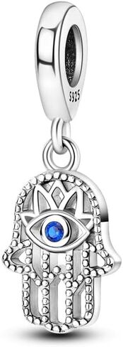 Hamsa Hand Evil Eye Sterling Silver Charms for Charm Bracelet for Women 5A Cubic Zirconia Dangle Pendant Bracelet Skull Bead in Saudi Arabia
