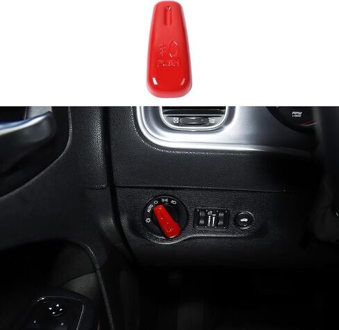 Headlight Control Switch Knob Cover Trim for 2015-2023 Dodge Challenger, for 2010-2023 Dodge Charger, for 2011-2023 Dodge Durango (Red) in Saudi Arabia