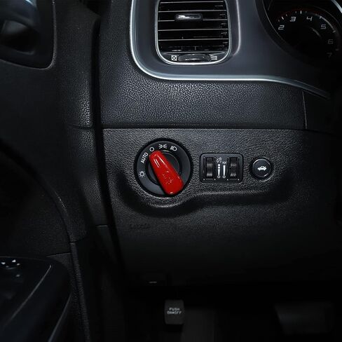 Headlight Control Switch Knob Cover Trim for 2015-2023 Dodge Challenger, for 2010-2023 Dodge Charger, for 2011-2023 Dodge Durango (Red) in Saudi Arabia