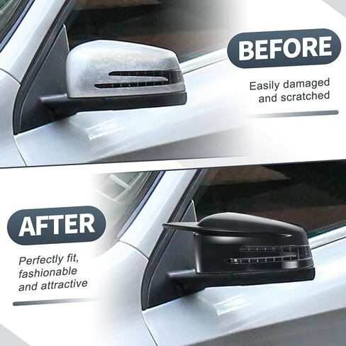 X AUTOHAUX Pair Car Rear View Driver Passenger Side Mirror Cover Cap Replacement Gloss Black for Mercedes-Benz W176 W204 W212 W211 W246 C117 Mirror Guard Covers Exterior Decoration Trims in Saudi Arabia