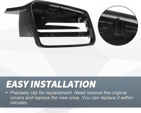 X AUTOHAUX Pair Car Rear View Driver Passenger Side Mirror Cover Cap Replacement Gloss Black for Mercedes-Benz W176 W204 W212 W211 W246 C117 Mirror Guard Covers Exterior Decoration Trims in Saudi Arabia