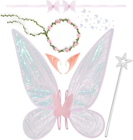 Fairy Wings for Adults,6PCS Fairy Costume Set for Women,Butterfly Wings for Girls Halloween Dress Up Party Favor in Kuwait