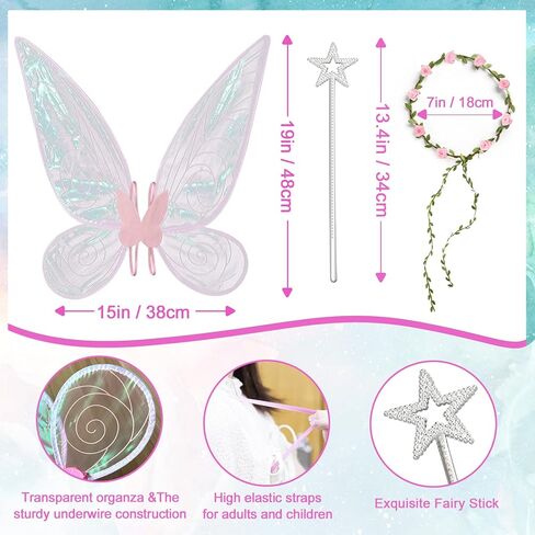 Fairy Wings for Adults,6PCS Fairy Costume Set for Women,Butterfly Wings for Girls Halloween Dress Up Party Favor in Kuwait