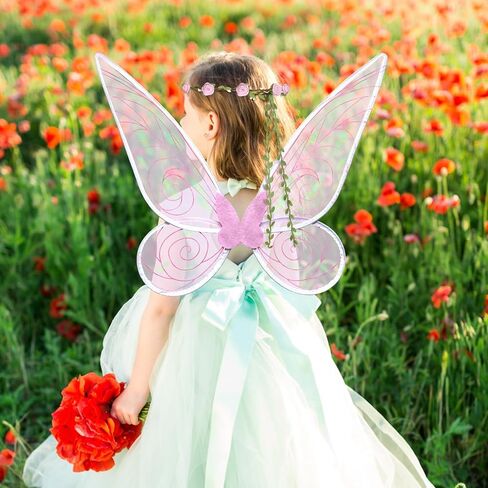 Fairy Wings for Adults,6PCS Fairy Costume Set for Women,Butterfly Wings for Girls Halloween Dress Up Party Favor in Kuwait
