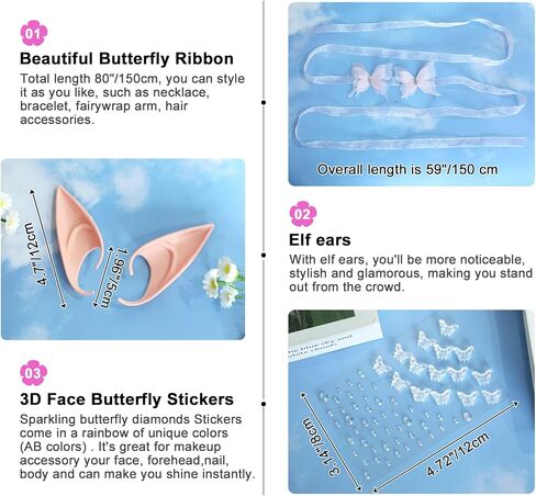 Fairy Wings for Adults,6PCS Fairy Costume Set for Women,Butterfly Wings for Girls Halloween Dress Up Party Favor in Kuwait