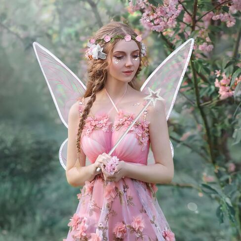 Fairy Wings for Adults,6PCS Fairy Costume Set for Women,Butterfly Wings for Girls Halloween Dress Up Party Favor in Kuwait