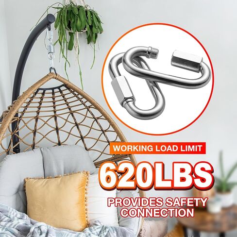 60Pack 2.3 Inch Chain Quick Link, 600lbs Capacity 1/4" Quick Links Oval Locking Carabiners, Galvanized Thread Quick Link Chain Connector Hardware for Towing Chandelier Kids Swing Key Ring Bird Toys in Saudi Arabia