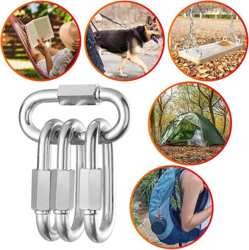 60Pack 2.3 Inch Chain Quick Link, 600lbs Capacity 1/4" Quick Links Oval Locking Carabiners, Galvanized Thread Quick Link Chain Connector Hardware for Towing Chandelier Kids Swing Key Ring Bird Toys in Saudi Arabia