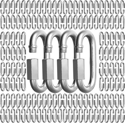 60Pack 2.3 Inch Chain Quick Link, 600lbs Capacity 1/4" Quick Links Oval Locking Carabiners, Galvanized Thread Quick Link Chain Connector Hardware for Towing Chandelier Kids Swing Key Ring Bird Toys in Saudi Arabia