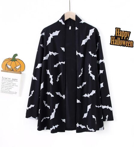 Women's Halloween Cardigan Pumpkin Cat Long Sleeve Open Front Knitted Sweater Outwear Coat Tops Knitting Clothes in Saudi Arabia