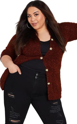 AVENUE Women's Plus Size Cardi Amber Boucle in Saudi Arabia