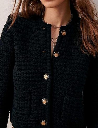 Esmeling Women’s Crew Neck Button Knit Cardigan Sweaters Long Sleeve Fall Lightweight Cardigans Outerwear with Pockets in Saudi Arabia