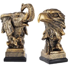Wolf Figurine Lion Statue Mens Office Accessories, Wolf Lion Figurine for Library Desk Mens Living Room Home Decor Sculpture,Wolf Lion Statue Gifts (Wolf Lion-2 PCE)