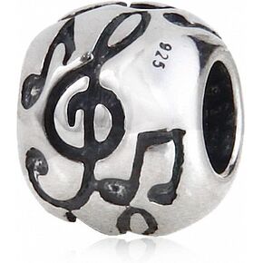ABUN Melody Music Note Charm 925 Sterling Silver Table G Clef Charm for Charms Bracelet