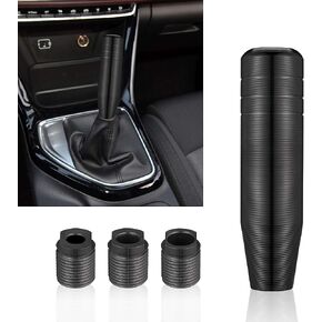 TOMALL 5.1'' Car Gear Stick Shifter Knobs Lengthened Weighted Aluminum Alloy Car Shift Head Knob M8 M10 M12 Screw Car Universal Manual Transmission (Black)