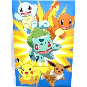 Silver Buffalo Pokémon 13" x 19" Canvas Wall Art - Pikachu Eevee Charmander Squirtle Bulbasaur - Group Pokemon Picture Poster