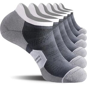 6-Pack Men's Ankle Running Socks, Cushioned Low Cut with Tab, Athletic Performance Socks, Breathable Moisture-Wicking, Ideal for Sports, Training, and Daily Wear, Durable & Comfortable