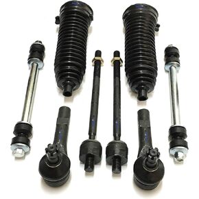 PartsW - 8 Pc Front Suspension Kit Sway Bar End Links, Inner & Outer Tie Rod Ends With Gear Bellows