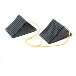 AFA Tooling Set of 2 Wheel Chocks with Rope | All Weather Rubber Tire Wedges | Quick Grip Ribbed Design and Tie Off Rope | Chock Block for Your Camper, Trailer, RV, Truck, Car or ATV