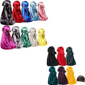 ForceWave 10 Silky & 6 Velevt Durags with 1 Wave Cap