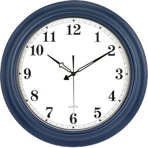 Navy Blue Wall Clocks, 18-Inch Large Metal Wall Clocks Battery Operated, Retro Anolog Silent Modern Decorative Wall Clock for Kitchen, Bathroom, Bedroom, Office, Living Room Decor