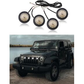 4X LED Grille Lights Kit Compatible with Jeep Wrangler JL Gladiator JT 2018-2023 (somked Shell with White Light)