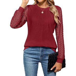 قمصان عمل نسائية من IHOT بأكمام طويلة من الدانتيل كاجوال أنيقة ومتماسكة للعمل في الخريف in Kuwait