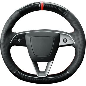 MEWANT Steering Wheel Cover for Tesla Model 3 Highland 2024 Hand-Stitched Carbon Fiber Genuinel Leather Car Steering Wrap