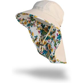 FARMER'S DEFENSE Mesh Sun Hat for Men and Women | Adjustable Strap and Neck Flap | Unisex Bucket Hat with UV Protection for Gardening, Fishing, Golfing, Beach, Outdoor Activities | UPF 50+ | Cream