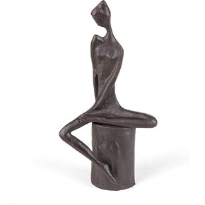 Danya B. Woman in Reflection Cast Iron Sculpture | Contemporary Metal Art Shelf Decor | Thinking Figurine - Brown