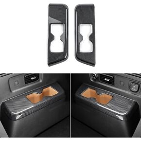 ABS Car Third Row Water Cup Holder Cover,Water Cup Holder Panel Cover Compatible with Hyundai Santa FE 2024 2025 Accessories (Carbon Fiber Style)