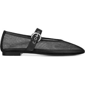 Dsevht Mary Jane Ballet Flats for Women Slip On Round Toe Bling Ballerina Shoes Buckle Strap Casual Dress Shoes
